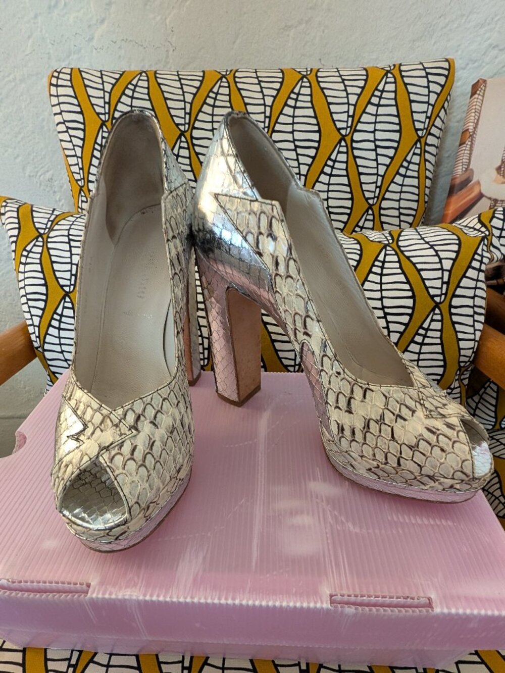 MIU MIU PYTHON PLATFORM HEELS - SIZE 36.5 - AS FEATURED ON SEX & THE CITY